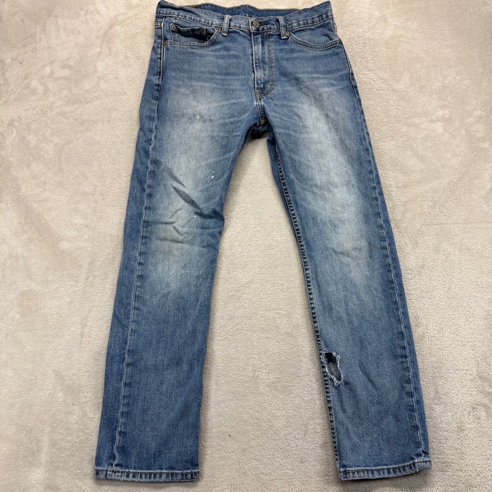 Levi's 513 Jeans Men's 32x30 Slim Straight Blue‎ Destroyed Medium Wash Denim
